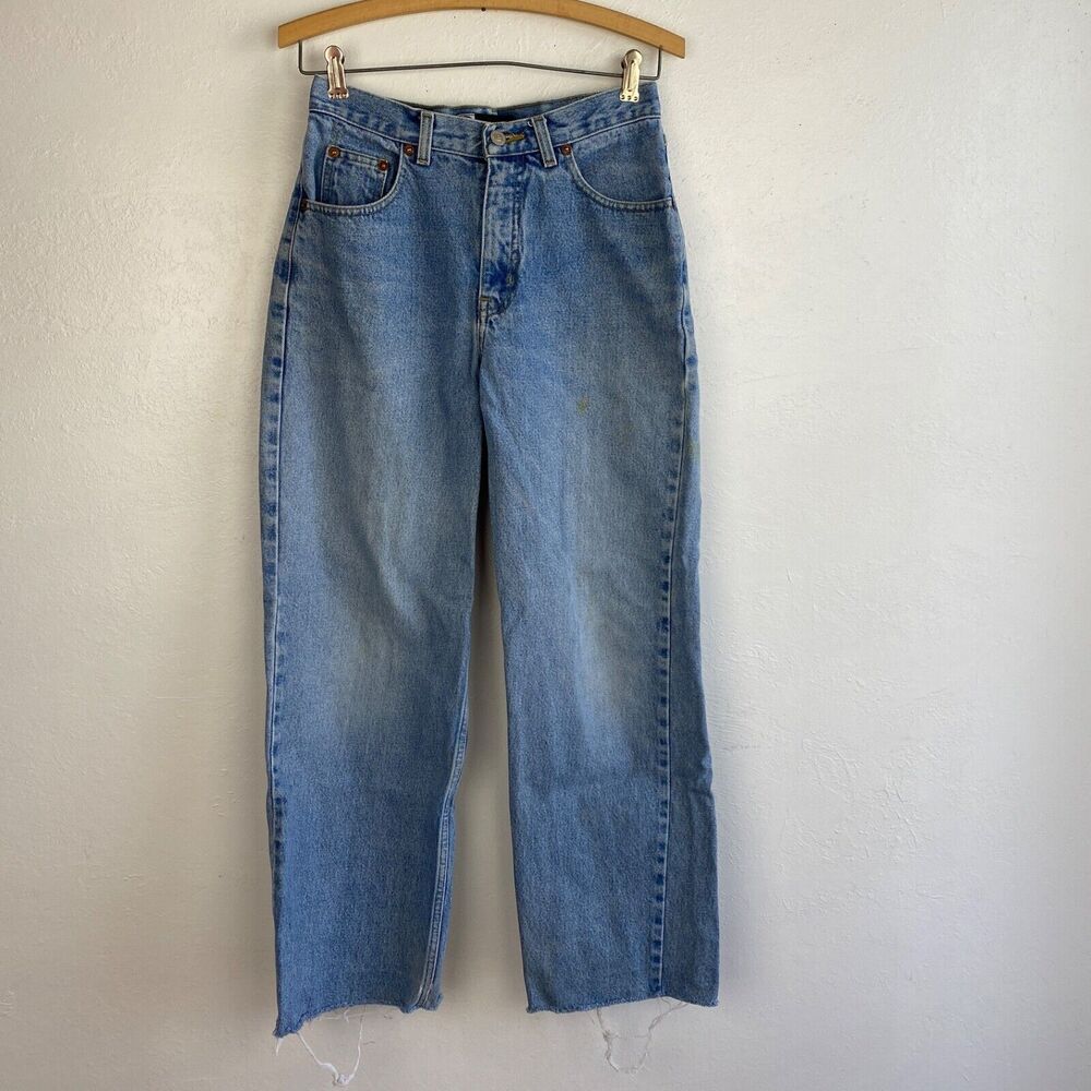 Vintage Ellemenno Womens Jeans Size 9 High Rise Straight Legs Cut Hem Boyfriend